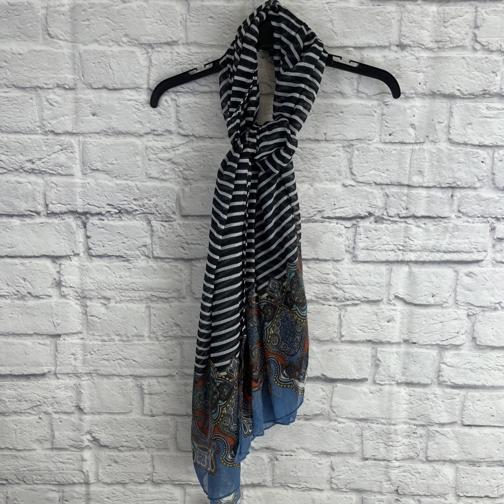 Banana Republic NWT Coastal Boho Paisley & Striped Lightweight Scarf One Size - Picture 9 of 9